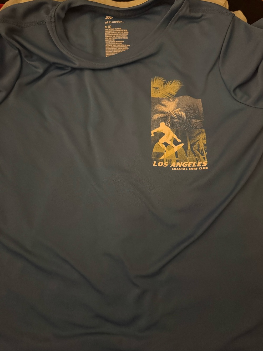 all in motion Blue Short Sleeve Surf Graphic Tee with Yellow Graphic